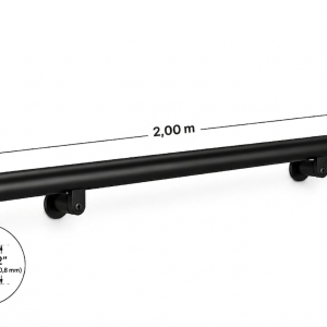 Corrimão de Parede em Alumínio 2" (51 mm) 2 Metros | Preto ou Branco
